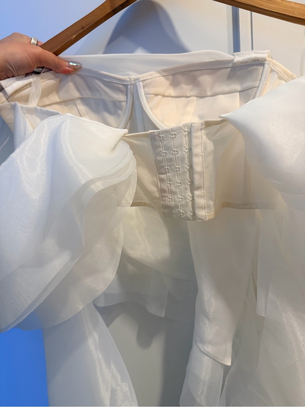 Milla White Sheer Ruffled Bridal organza “dreamy blouse with meringue flounces” - Picture 5 of 9